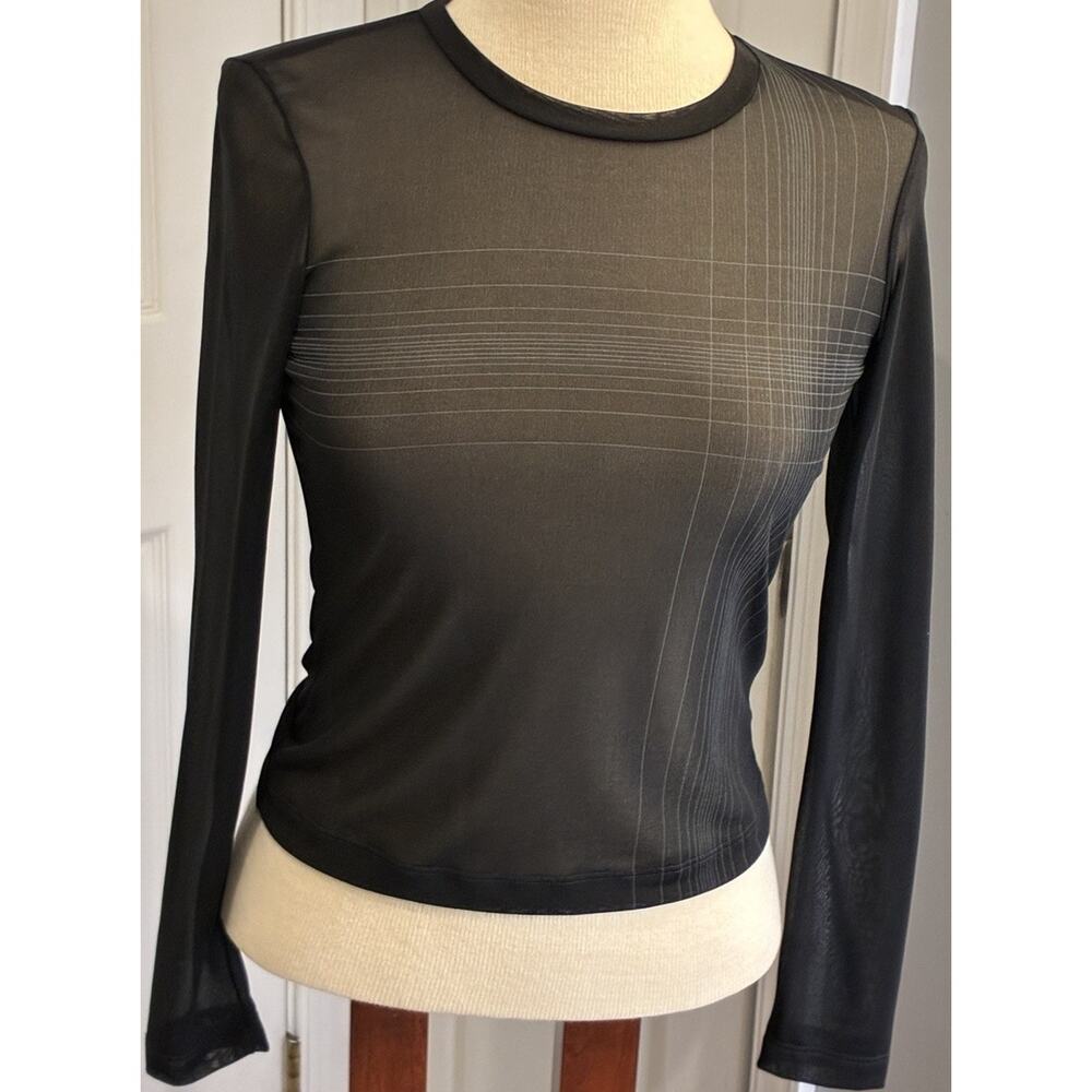 Vintage 90s Esprit Pinstripe Sheer Mesh Top - 90’s Minimalism - Medium